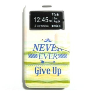 Capa Flip Huawei P9 C/ Apoio e Janela - Never Ever Give Up