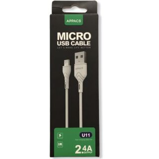 Cabo USB / Micro USB 2.4A APPACS U11 - Branco